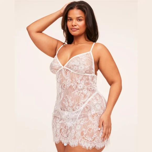 Adore Me White Lace Chemise - Picture 1 of 6